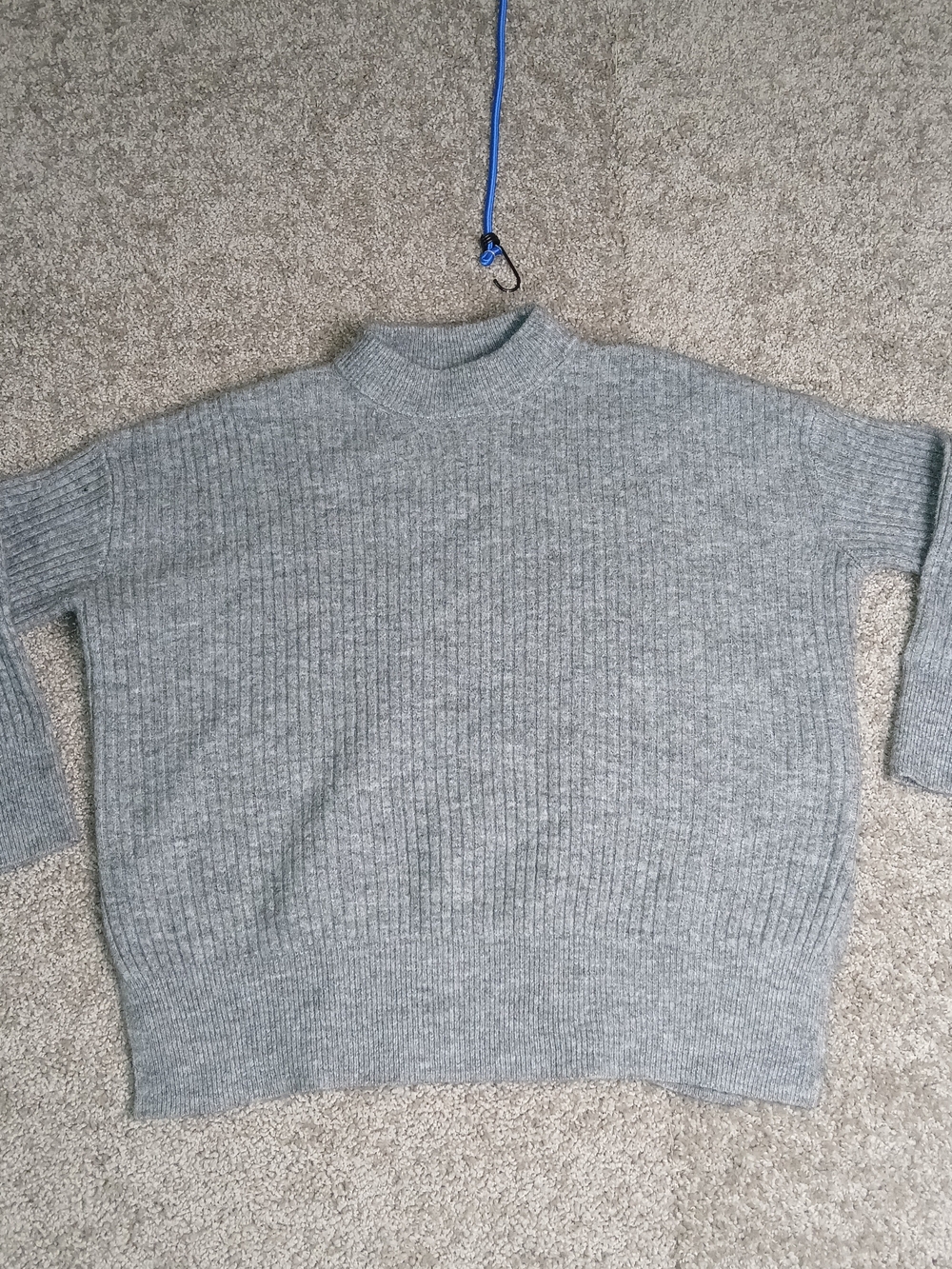 H&M Gray Ribbed Mock Neck Knit Sweater Pullover for Women - Small